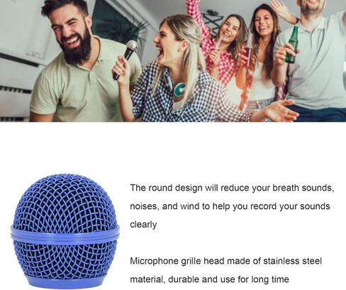Microphone Head Replace, Mic Grille for SM58S, SM58LC, BETA58, BETA58A, M30, SV100, UT2, PGX24 SLX4, Steel Mesh Replacement Heads with Inner Foam (Blue) in Saudi Arabia
