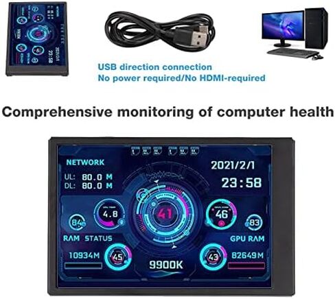 شاشة GOWENIC 5 بوصة IPS USB، شاشة عرض درجة حرارة الكمبيوتر الشخصي AIDA64 شاشة بيانات وحدة المعالجة المركزية للكمبيوتر الشخصي، شاشة عرض لوحة مستشعر الكمبيوتر، شاشة عرض درجة الحرارة، شاشة عرض لوحة مستشعر الكمبيوتر الشخصي in Saudi Arabia