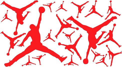 AK- 20 ملصقات فينيل متنوعة لشعار Air Jump Man Dunk من الفينيل لـ | سيارة | شاحنة | مصدات | أجهزة الكمبيوتر المحمولة أو الحرف اليدوية | أي سطح أملس (أحمر) in Kuwait