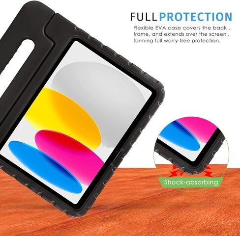 HDE iPad 10th Generation Case for Kids Shockproof iPad Cover 10.9 inch with Multi Angle Viewing Handle Stand Black in Kuwait