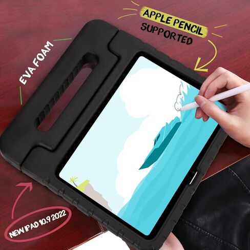 HDE iPad 10th Generation Case for Kids Shockproof iPad Cover 10.9 inch with Multi Angle Viewing Handle Stand Black in Kuwait