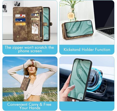 حافظة هاتف Asuwish لـ TCL 40 XE 5G/40 X محفظة بسحاب غطاء خلية مغناطيسي قابل للفصل مع واقي شاشة من الزجاج المقسى وحزام كروس وحامل بطاقة قلاب 40XE5G 40XE EX T609DL 40X T609M نسائي أحمر in Saudi Arabia