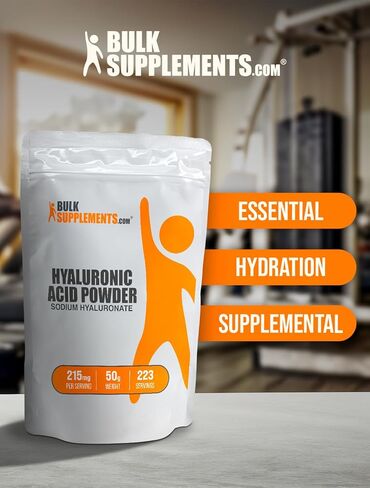 BULKSUPPLEMENTS.COM مسحوق حمض الهيالورونيك - مكملات حمض الهيالورونيك - حمض الهيالورونيك 200 ملغ - حمض الهيالورونيك من الدرجة الغذائية - 200 ملغ من حمض الهيالورونيك النقي لكل وجبة (50 جرام - 1.8 أونصة) in Kuwait