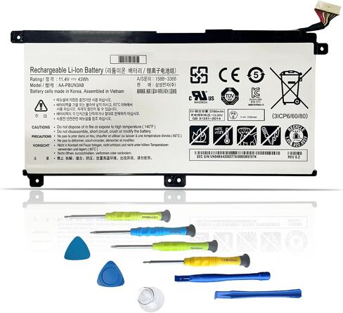 بطارية كمبيوتر محمول ASODI AA-PBUN3AB متوافقة مع سامسونج NP530E5M NP530E5M-X02US NP550XTA-K01US NP740U3L-L02US NP740U5L NP740U5L-Y03US NP730QAA NP530E5M NP740U NP740U3L Series AA-PBUN3QB 43 واط ساعة in Saudi Arabia