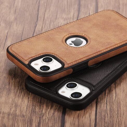 Design Compatible with iPhone 14 Case Luxury Leather Business Vintage Slim Non-Slip Soft Grip Shockproof Protective Cover (2022) 6.1 Inch (Brown) in Saudi Arabia
