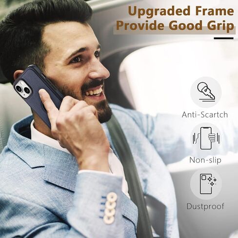 تصميم متوافق مع هاتف iPhone 14، جراب جلدي فاخر عتيق، نحيف غير قابل للانزلاق، غطاء واقٍ مقاوم للصدمات (2022) 6.1 بوصة (بني) in Saudi Arabia