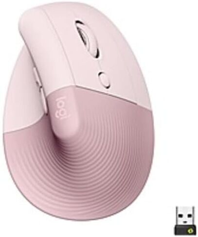 Logitech Lift Vertical Ergonomic Mouse (Rose) - Optical - Wireless - Bluetooth/Radio Frequency - Rose - USB - 4000 dpi - Scroll Wheel - 6 Button(s) - Small/Medium Hand/Palm Size - (Renewed) in Saudi Arabia