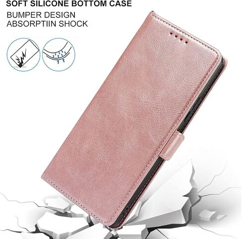 محفظة لهاتف Samsung Galaxy A42 5G - مع حامل بطاقة RFID Blocking - جلد PU فاخر - حبل معصم - للنساء والرجال - Galaxy A42 5G Flip Folio Credit Cover - وردي، ذهبي وردي in Saudi Arabia