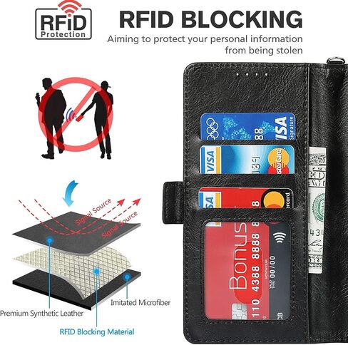 محفظة لهاتف Samsung Galaxy A42 5G - مع حامل بطاقة RFID Blocking - جلد PU فاخر - حبل معصم - للنساء والرجال - Galaxy A42 5G Flip Folio Credit Cover - وردي، ذهبي وردي in Saudi Arabia