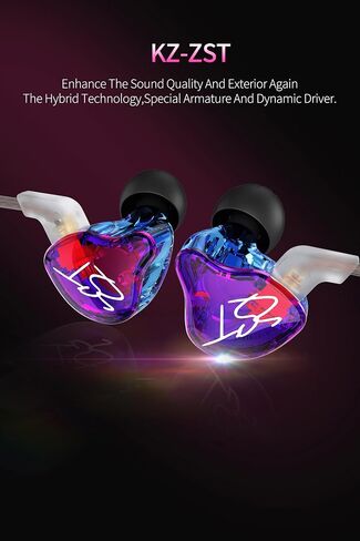 keephifi KZ ZST Wired in Ear Monitor Earphones 1BA+1DD HiFi in Ear Headphones Noise Cancelling Earbuds Wired for Audiophiles, Musicians, Singers, Drummers (Colorful, with Mic) in Kuwait