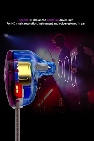 keephifi KZ ZST Wired in Ear Monitor Earphones 1BA+1DD HiFi in Ear Headphones Noise Cancelling Earbuds Wired for Audiophiles, Musicians, Singers, Drummers (Colorful, with Mic) in Kuwait