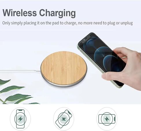 Wood Wireless Charger Pad, 15W Fast Charge, Qi Certified, Compatible with iPhone, Elegant Home or Office Decor (Redwood) in Saudi Arabia