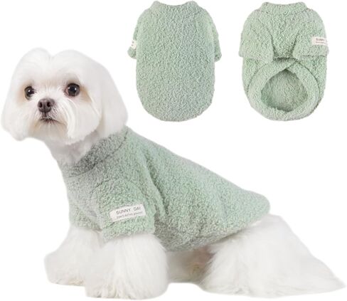 Small Dog Sweater for Winter Solid Plush Dog Clothes Warm Soft Cat Sweaters Stretchy Fleece Apparel for Small Medium Dog White Small in Kuwait