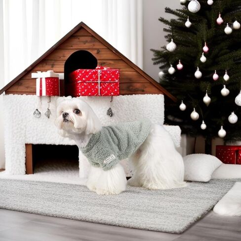 Small Dog Sweater for Winter Solid Plush Dog Clothes Warm Soft Cat Sweaters Stretchy Fleece Apparel for Small Medium Dog White Small in Kuwait