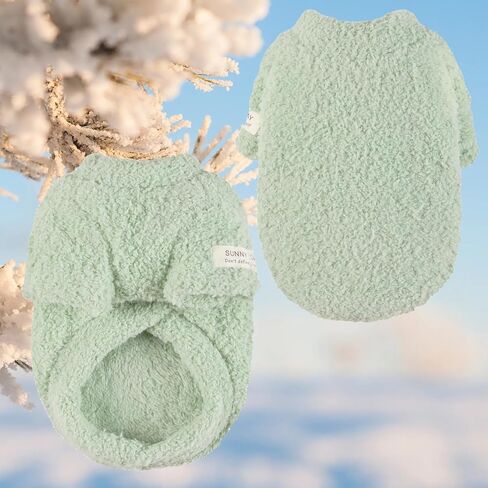 Small Dog Sweater for Winter Solid Plush Dog Clothes Warm Soft Cat Sweaters Stretchy Fleece Apparel for Small Medium Dog White Small in Kuwait