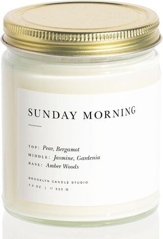 Brooklyn Candle Studio Fern & Moss Minimalist Candle - Luxury Scented Candle, Vegan Soy Wax, Hand Poured in The USA, 50 Hour Slow Burn Time - 7.5oz in Kuwait