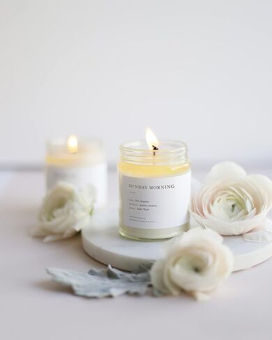 Brooklyn Candle Studio Fern & Moss Minimalist Candle - Luxury Scented Candle, Vegan Soy Wax, Hand Poured in The USA, 50 Hour Slow Burn Time - 7.5oz in Kuwait