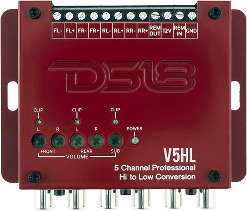 DS18 V5HL محول خط إخراج 5 قنوات، إشارة مكبر صوت عالية المستوى إلى محول RCA منخفض المستوى مع تقنية استشعار الصوت المدمجة؛ تنتج مخرجات تشغيل عن بعد للتحكم في معدات ما بعد البيع الخاصة بك in Kuwait