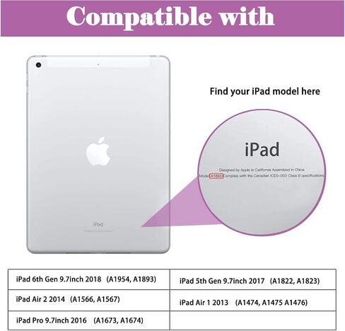 حافظة FS FANSONG لجهاز iPad 9.7، حافظة لامعة لجهاز iPad Air 2 مع خاصية النوم/الاستيقاظ التلقائي، حافظة جلدية لامعة لجهاز iPad 6th/5th مع حامل قلم لجهاز iPad 9.7 2017/2018/Air 1/Air 2/Pro 2016، وردي in Kuwait