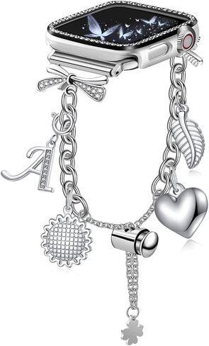 Compatible with Watch Bands 38mm 40mm 41mm 42mm 44mm 45mm,Adjustable Bling Bands with Charms for Watch Series 7/6/5/4/3/2/1/SE in Saudi Arabia