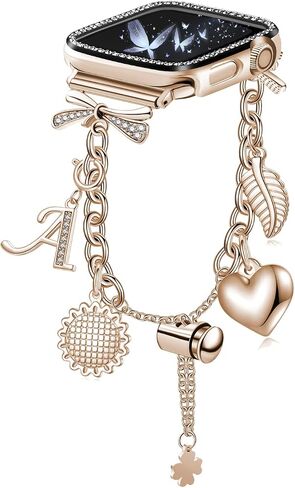 Compatible with Watch Bands 38mm 40mm 41mm 42mm 44mm 45mm,Adjustable Bling Bands with Charms for Watch Series 7/6/5/4/3/2/1/SE in Saudi Arabia