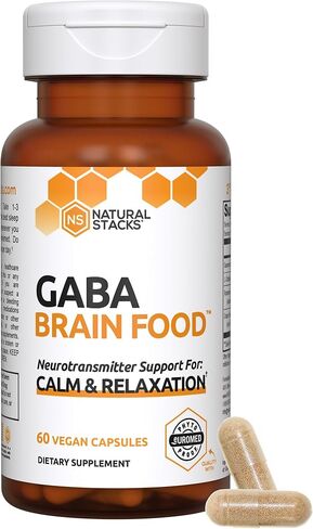 NATURAL STACKS GABA Supplement w/L-Citrulline & Grape Seed Extract - 20 Servings (60 ct.) - Deep Relaxation and Calm - Night Time Aid - Brain Food Formula Promotes GABA (Gamma-Aminobutyric Acid) in Saudi Arabia