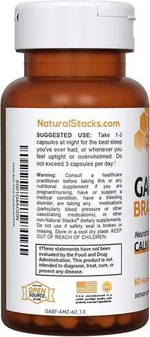 NATURAL STACKS GABA Supplement w/L-Citrulline & Grape Seed Extract - 20 Servings (60 ct.) - Deep Relaxation and Calm - Night Time Aid - Brain Food Formula Promotes GABA (Gamma-Aminobutyric Acid) in Saudi Arabia