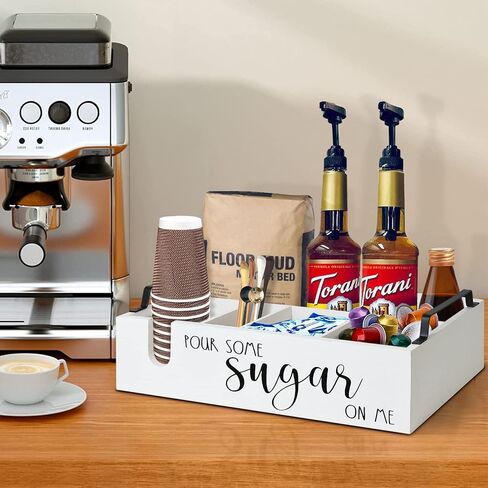 Coffee Station Organizer, Coffee Bar Organizer for Counter, Coffee and Tea Condiment Storage Organizer, Rustic Coffee Bar Decor for Coffee Accessories OrganizerCoffee Pod Holder Organizer with Handle in Saudi Arabia