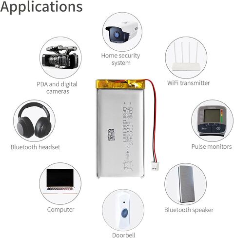 EEMB Lithium Polymer Battery 3.7V 750mAh 523048 Lipo Rechargeable Battery Pack with Wire JST Connector for Speaker and Wireless Device- Confirm Device & Connector Polarity Before Purchase in Kuwait