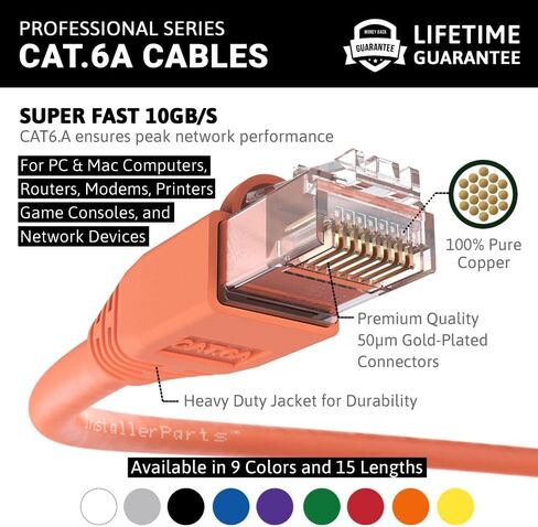 InstallerParts (10 حزم كابل إيثرنت CAT6A كابل UTP تمهيد 1 قدم - أرجواني - سلسلة احترافية - شبكة 10 جيجابت/ثانية/كابل إنترنت عالي السرعة، 550 ميجا هرتز in Kuwait