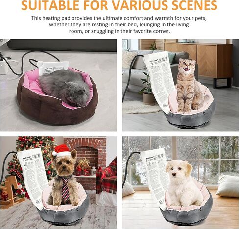 Pet Bed Warmer, Compact Heating Pad Insert for Cat Dog Beds, Turn Any Pet Bed Into a Heated Pet Bed, Waterproof Heated Bed Mat with Chew-Resistant Cord, Safe and Warm (M:9'' x 9'') in Kuwait
