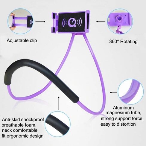 حامل الهاتف الخليوي Lazy Gooseneck، حامل عالمي للهاتف المحمول، دعامة كسولة، حامل هاتف للرقبة يدور 360 درجة، حامل مرن DIY مع وظائف متعددة (أسود) in Saudi Arabia