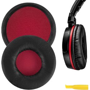 Geekria QuickFit Replacement Ear Pads for Sony MDR-ZX600 Headphones Ear Cushions, Headset Earpads, Ear Cups Cover Repair Parts (Black/Red)