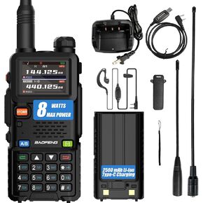 BAOFENG UV-5RM Ham Radio Walkie Talkies NOAA Type-C Charging Long Range Two Way with Rechargeable 2500mAh Li-ion Battery (5RM 1 Pack)