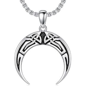 عقد سلتيك قلادة 925 الفضة الاسترليني الأسود سبج الأيرلندية Triquetra Triquetra Trinity عقد قلادة للرجال الصبي، مع سلسلة الفولاذ المقاوم للصدأ 22 بوصة + 2 بوصة