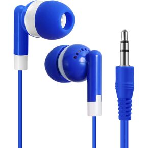 Bulk Earbuds Headphones for Classroom 100 Pack School KWA09-100 Earbuds Blue Kids Disposable Earphones Fits 3.5mm Interface for iPad Computers Laptops