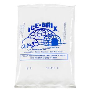 Ice-Brix Leakproof Cold Packs, 5-1/2" x 4" x 3/4", Reusable and Food Safe (Case of 48)