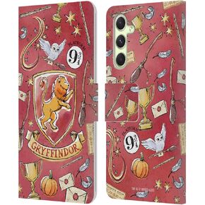Head Case Designs Officially Licensed Harry Potter Slytherin Pattern Deathly Hallows XIII Leather Book Wallet Case Cover Compatible with Samsung Galaxy A54 5G
