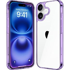 JJGoo Compatiable with iPhone 16 Case Clear, Transparent Shockproof Phone Case, Slim Anti-Scratch Hard PC Back Protective Cover Bumper Phone Case for iPhone 16 6.1-Inch, Clear