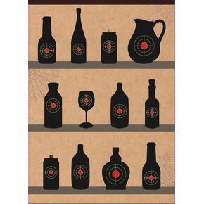 Shooting Targets Paper Bundle - Bottles & Glasses (Front and Back) - 50 Pack, Indoor & Outdoor Range