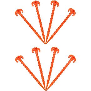 Beach Tent Stakes Canopy Anchors Canopy Stakes Heavy Duty Screw Shape 10 inch - 20 Pack Orange