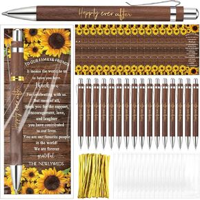 Cholemy 90 Sets Sunflower Wedding Favors Bridal Shower Gifts Happily Ever After Ballpoint Pens Thank You Cards Bridal Shower Decor Wedding Thank You Gifts for Guests