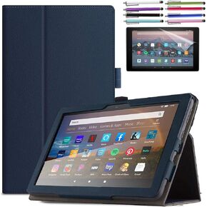 EpicGadget PU Case, Smart Cover Case for Fire 7 (12th Generation) Premium PU Leather Folding Folio Stand Case for Fire 7 inch (2022 Release) + 1 Screen Protector and 1 Stylus (Purple)