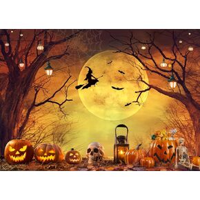 LTLYH 7x5ft Halloween Backdrop Halloween Starry Sky Moon Night Backdrop Halloween Party Decorations Halloween Horror Night Scary Pumpkin Moon Photo Prop Studio Backdrop