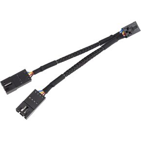 Fan Hub Splitter Adapter Cable 4P Female to Double 4P Male Fan Hub Cable Compatible with Corsair Lighting Node Pro Commander Pro Core to Standard ARGB 3 Pin