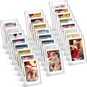 24 Pcs Acrylic Mini Magnetic Photo Frames for Refrigerator 2 x 3, Double Sided Fridge Magnetic Picture Frame Clear Magnetic Photo Frames Display Frame for Film Photos Cards Stamp, 2.36 x 3.54 Inch