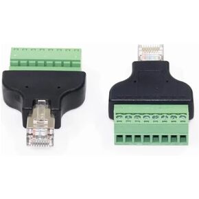 2PCS RJ45 Male to Screw Terminal 8-Pin Connector Ethernet Cable Extender Adapter Computer Related Connections and Connectors (RJ45 8-pin Male to Screw Terminal)