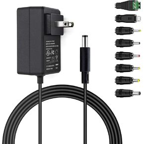 UL Listed GOOKYO 15V 2A Power Supply 15VDC 2000mA Wall Charger Multi Tip Switching Replacement AC Adapter Fit for Speakers,Portable Power Station,litter robot and More DC 15v Devices Power Supply Cord