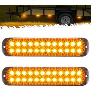 Partsam 2Pcs 7.5 inch Aluminum Housing Red 24LEDs Trailer Stop Brake Turn Signal Tail Light, Surface Mount Marker Lights of Trailer Truck Tractor RV Pickup Golf Cart Motorcycle, IP67 Waterproof