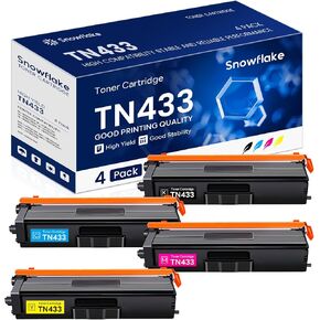 TN433 TN-433 Toner Cartridge Set 4 Pack Compatible TN433BK TN433C TN433M TN433Y Toner Cartridge Replacement for Brother TN433 MFC-L8900CDW HL-L8360CDW MFC-L8610CDW Printer.